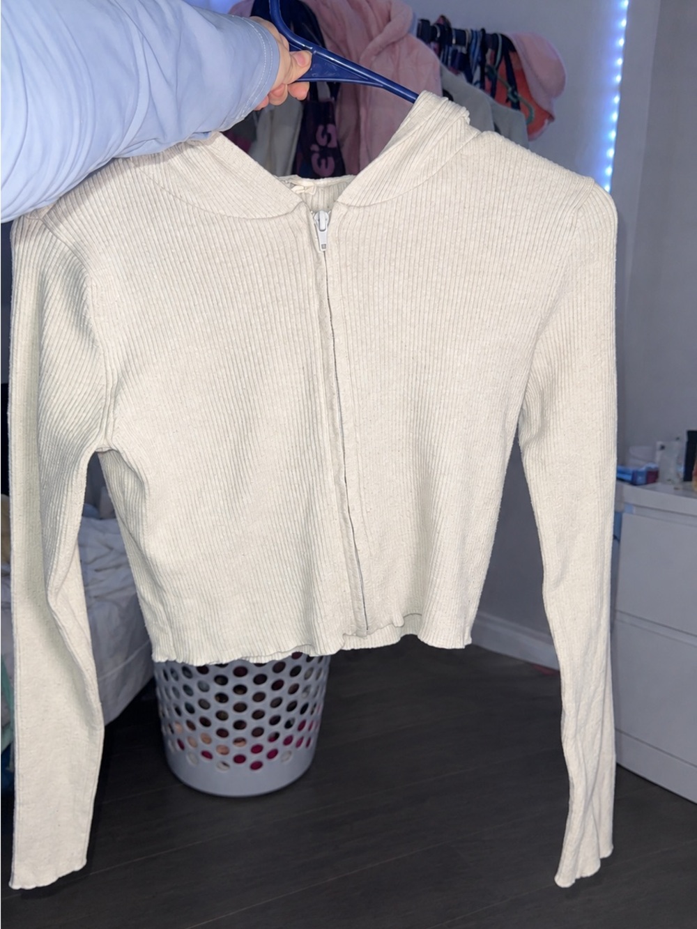 Garage grey Ribbed Zip Hoodie